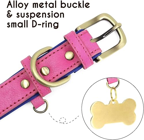 Miniatura 4 de Beirui Collar de perro de cuero acolchado suave personalizado collares de perro resistentes con herrajes de metal duraderos elegante collar de perro