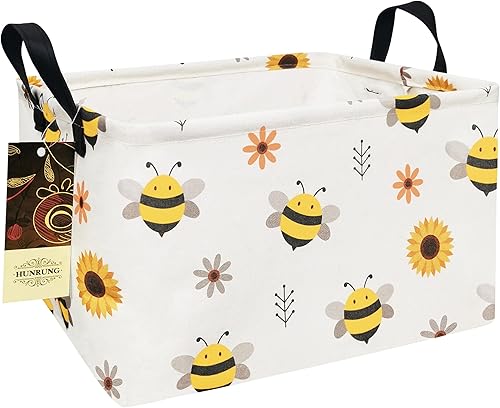 Miniatura 33 de HUNRUNG Cesta rectangular de almacenamiento de lona, bonita cesta organizadora de lona para mascotas, juguetes de niños, libros, ropa, perfecta