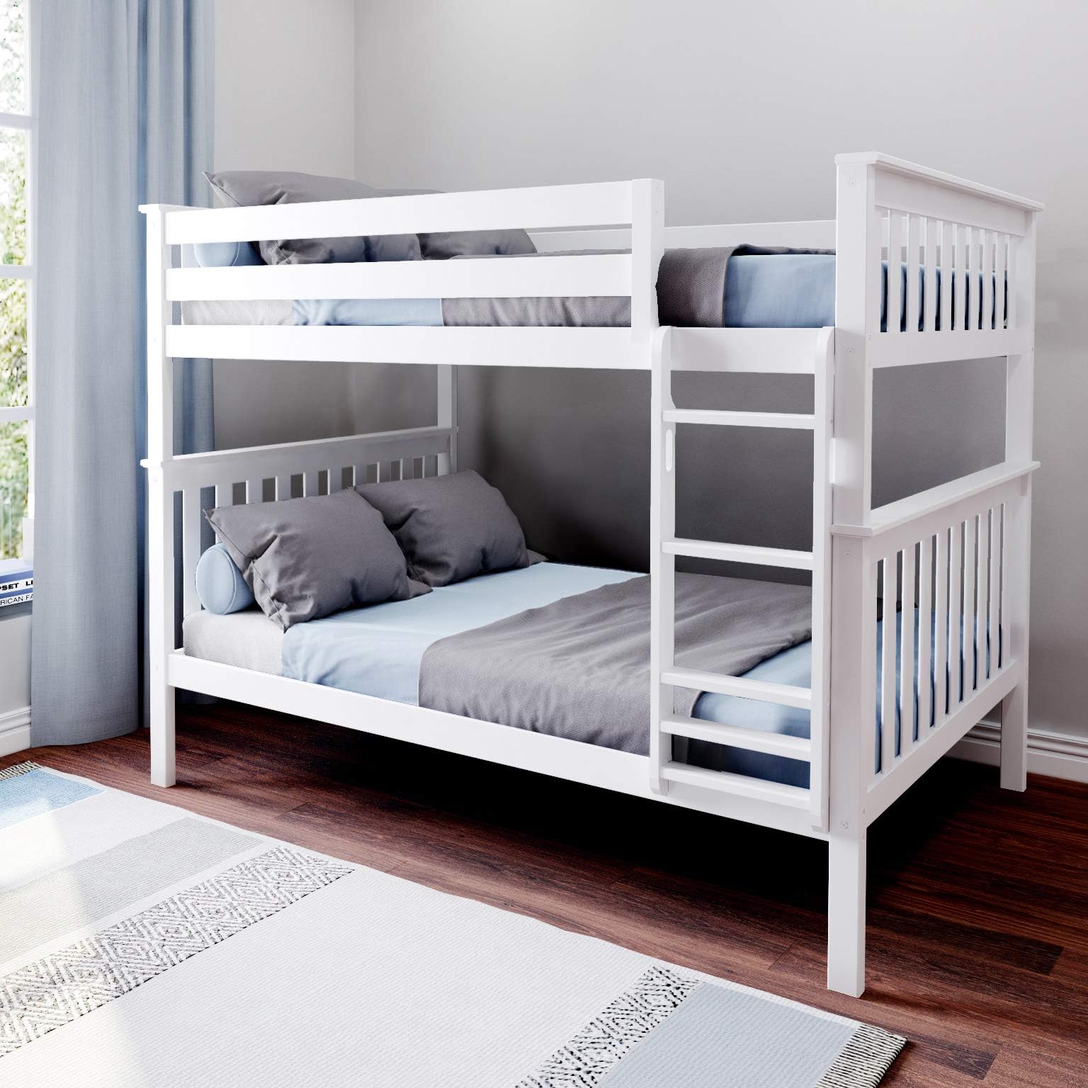 Max &amp; Lily Solid Wood Full Over Full Bunk Bed, White : Amazon.ca: Home