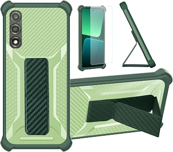 Aroepurt Case for Vortex Hd65 Choice Phone Case Stand Cover [with Tempered Glass Screen Protector] Hybrid Case [Folding Support Magnetic] [Frosted Anti-Fingerprint] Green