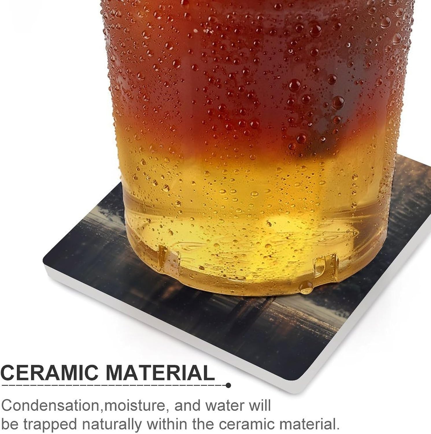 Moose Winter Wildlife Deer Coasters for Drinks Square Table Coasters Set Cup Mats with Cork Base