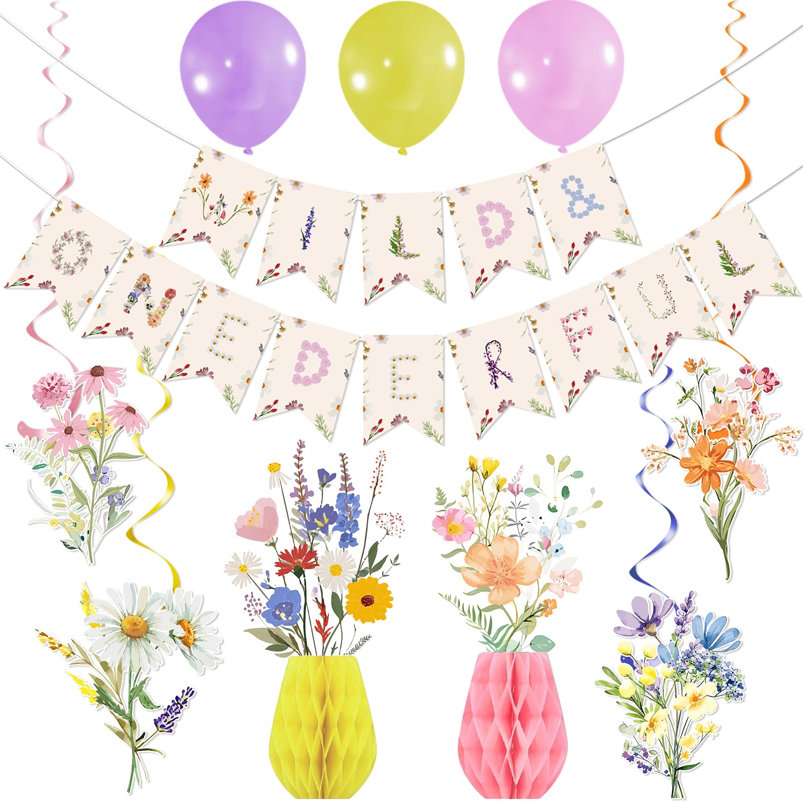 Wild One Birthday Decorations Girl Wild and Onederful Hanging Banner