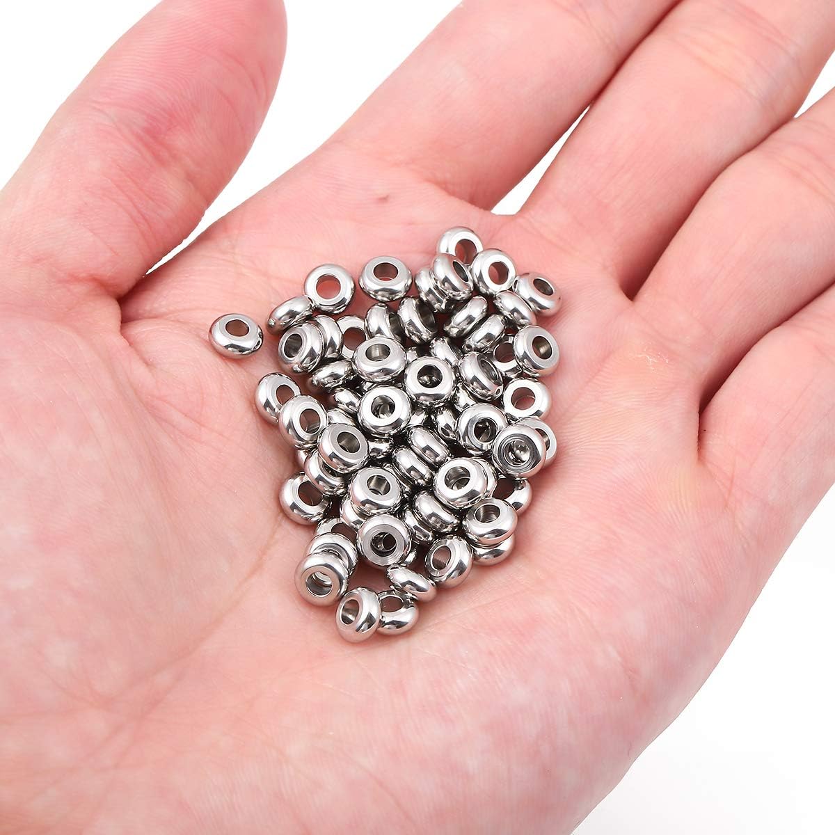 Stainless Steel Spacer Beads 6x3mm Rondelle Loose Charm Caps Beads for DIY Jewelry Making 100pcs with 2.5mm Hole - Image 5