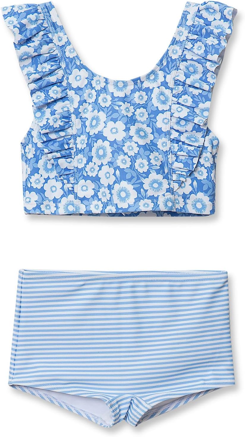 Lands' End Girls Chlorine Resistant Ruffle Tankini Swimsuit Set