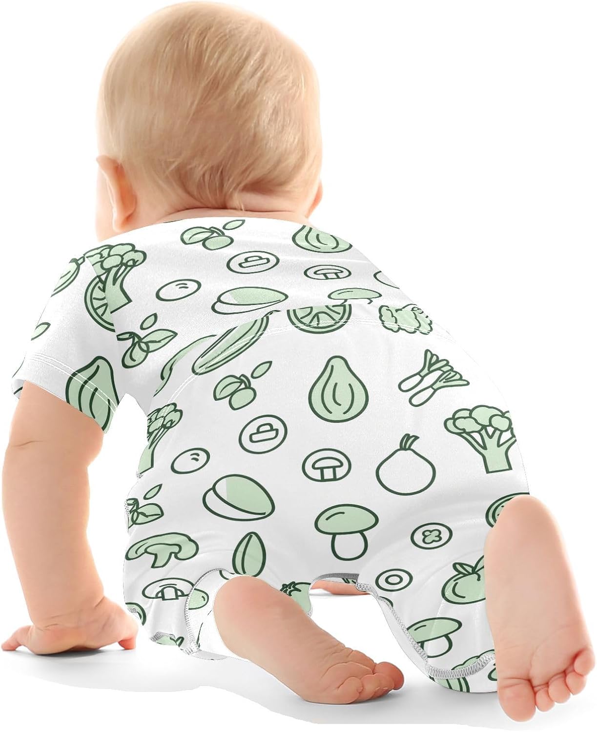 vvfelixl Baby Clothes Green Veggie Outline Baby Bodysuits Set Unisex Short Sleeve Babys Pants Sets 0-3M