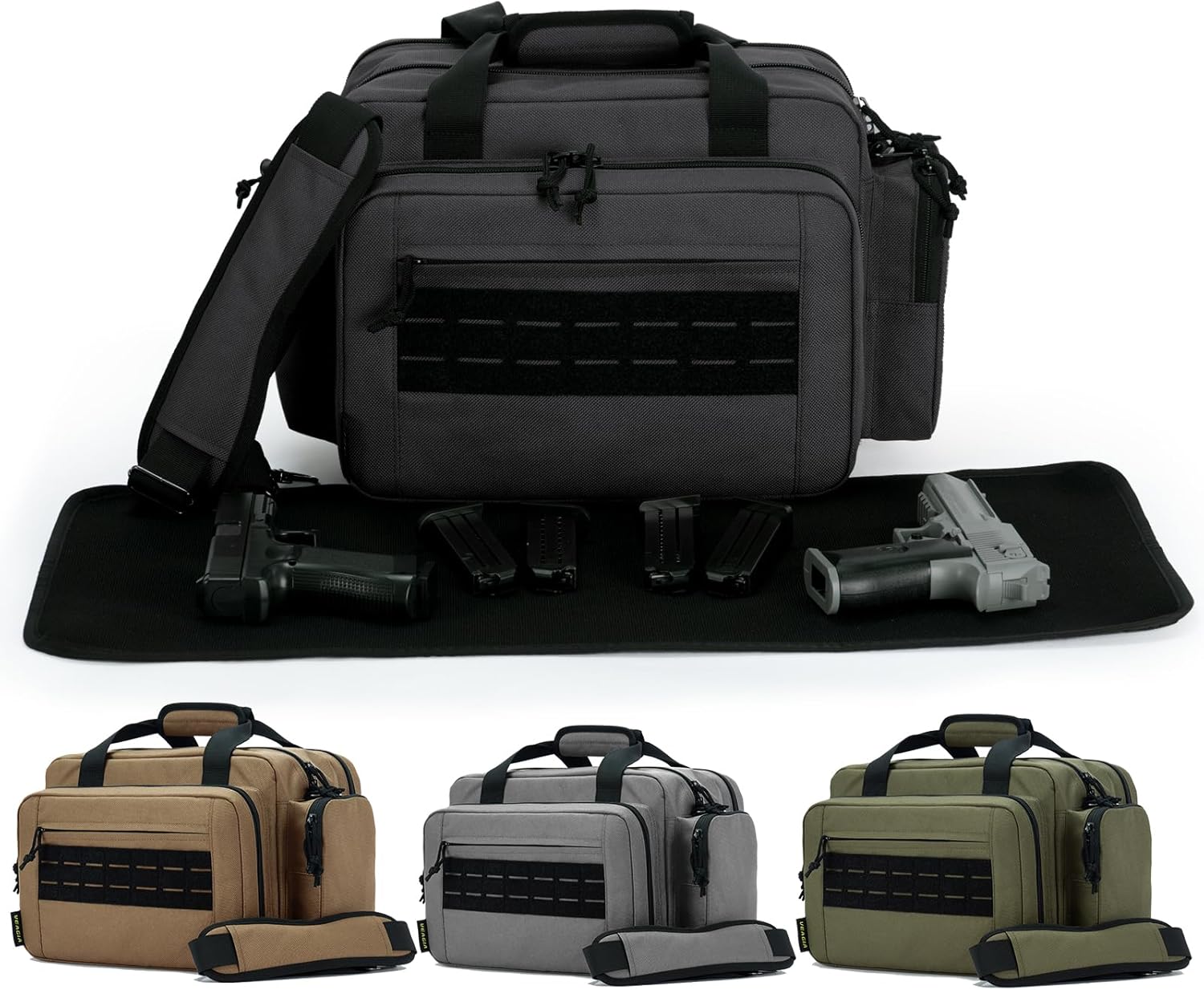 VEAGIA Range Bag,Pistol Case,Gun Range Bags For Handguns And Ammo Pouch 2 Pistols Soft Carrying Shooting Bag
