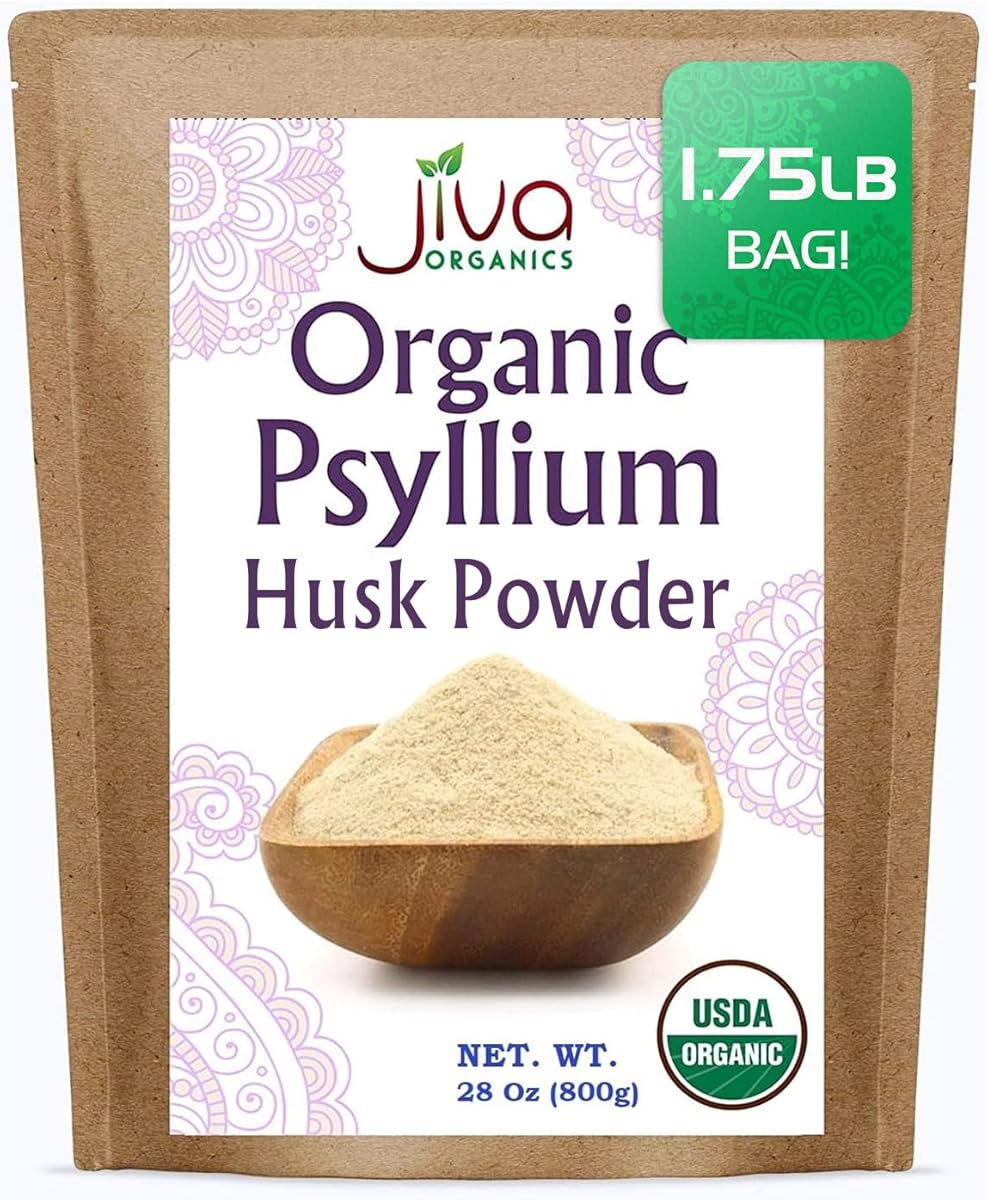 Jiva Organics Psyllium Husk Powder 1.75 LB Bulk Bag - Gluten Free, Easy Mixing Fiber, Unflavored, Fine Ground, Non GMO Pure - Keto Friendly
