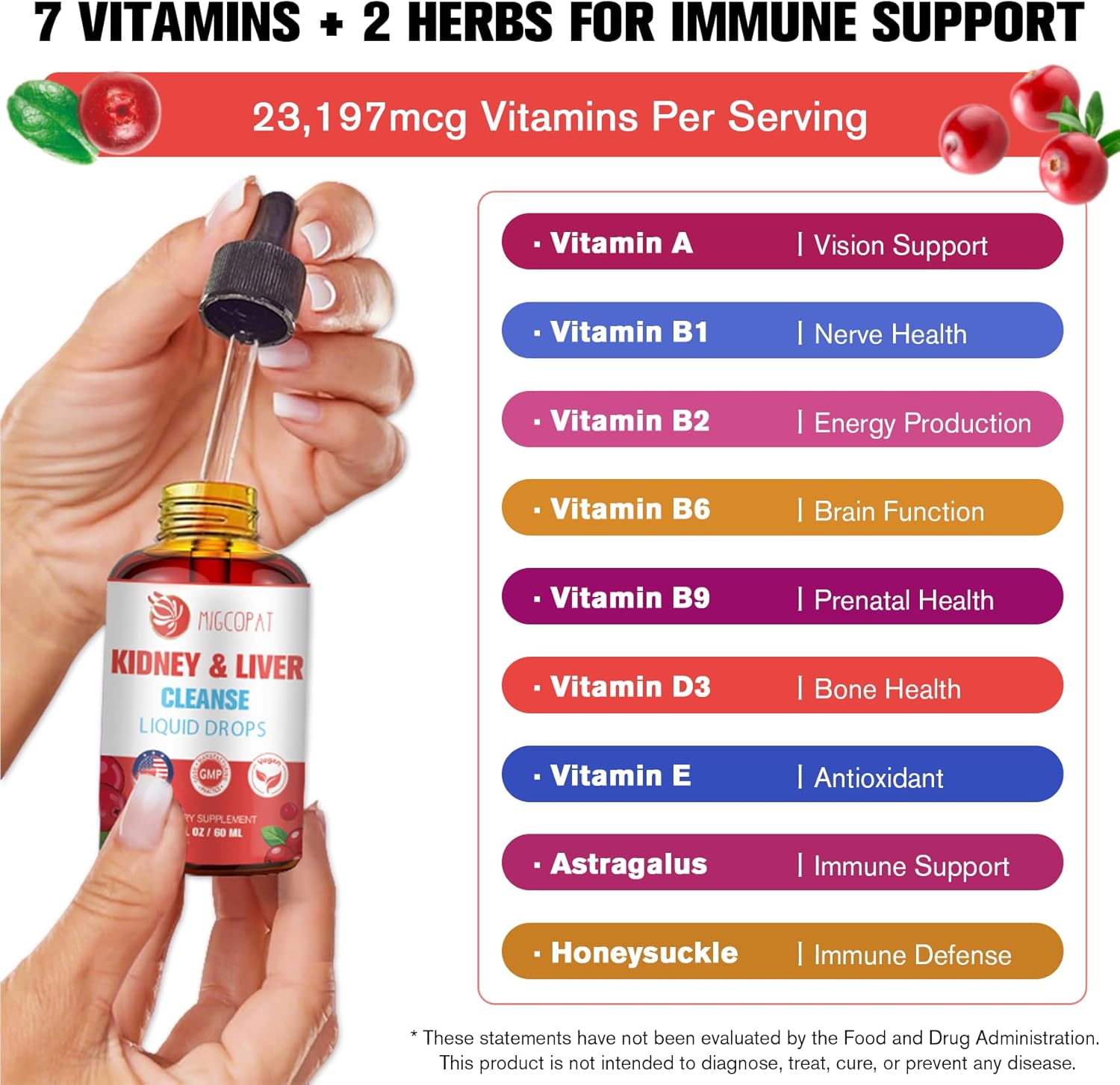 Kidney and Liver Cleanse Detox & Repair Drops, Cranberry and Milk Thistle Supplement with Artichoke, Astragalus, Horsetail – Natural Herbal for Liver, Kidney, Urinary Tract, Bladder, 60ml - Image 8