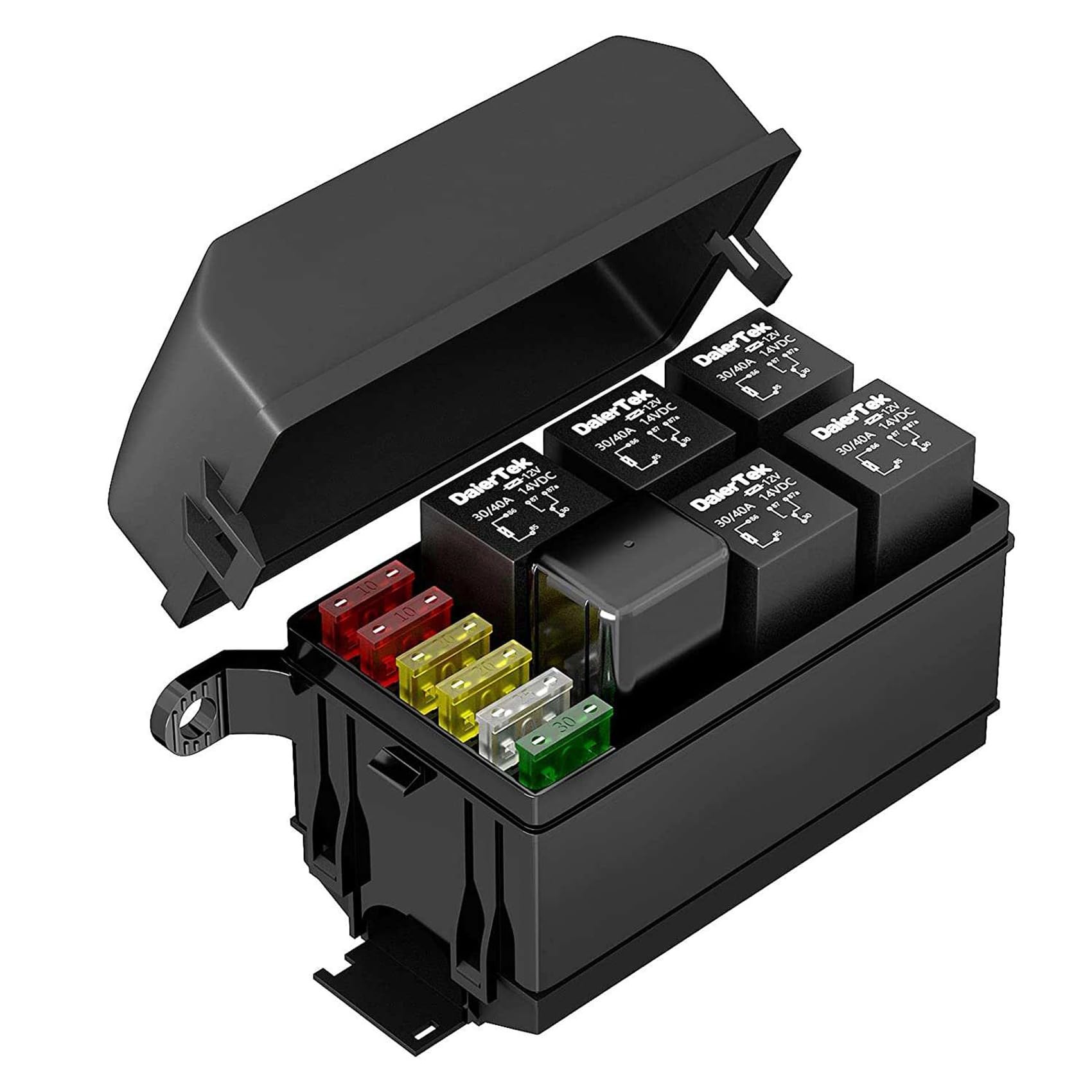 3X Caja de Relés de 12 V Caja de Fusibles de Relé Universal de 6 Vías Bloque de Relés de 6 Ranuras Bloque de Fusibles ATC/ATO con Kit de Relés para Automóvil Camión