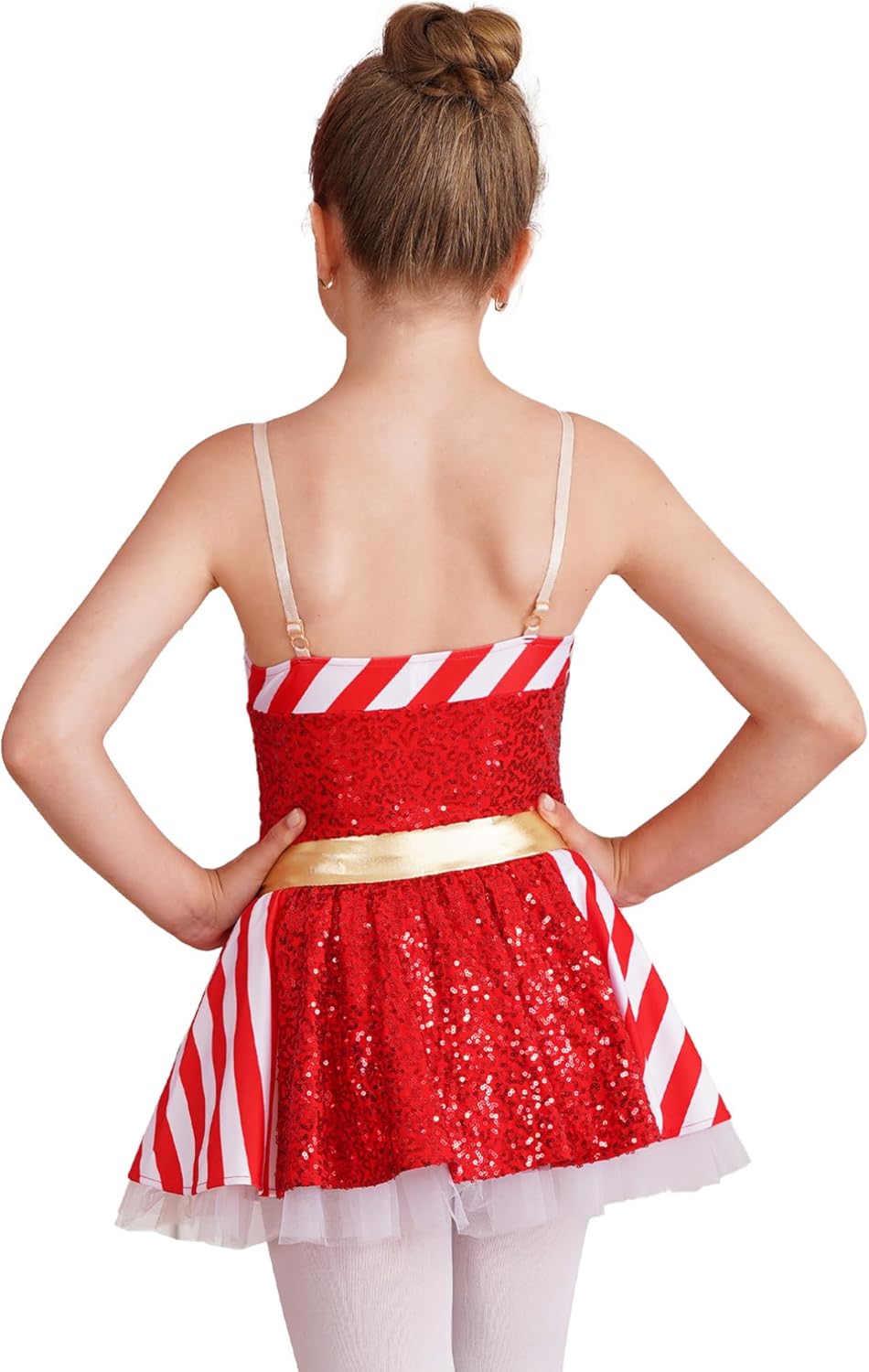 iiniim Girls Kids Christmas Shiny Sequined Elf Dress Dance Figure Skating Performance Costume