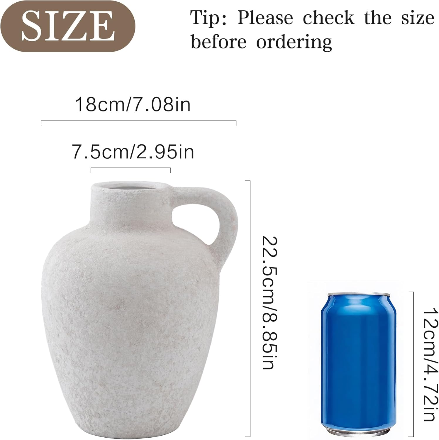 Ceramic Rustic Farmhouse Vase,8.85 Inch White Ceramic Decorative Flower for Home Decor Table Living Room Kitchen Bedroom Shelf Mantel Wedding Centerpiece Holiday & Wedding