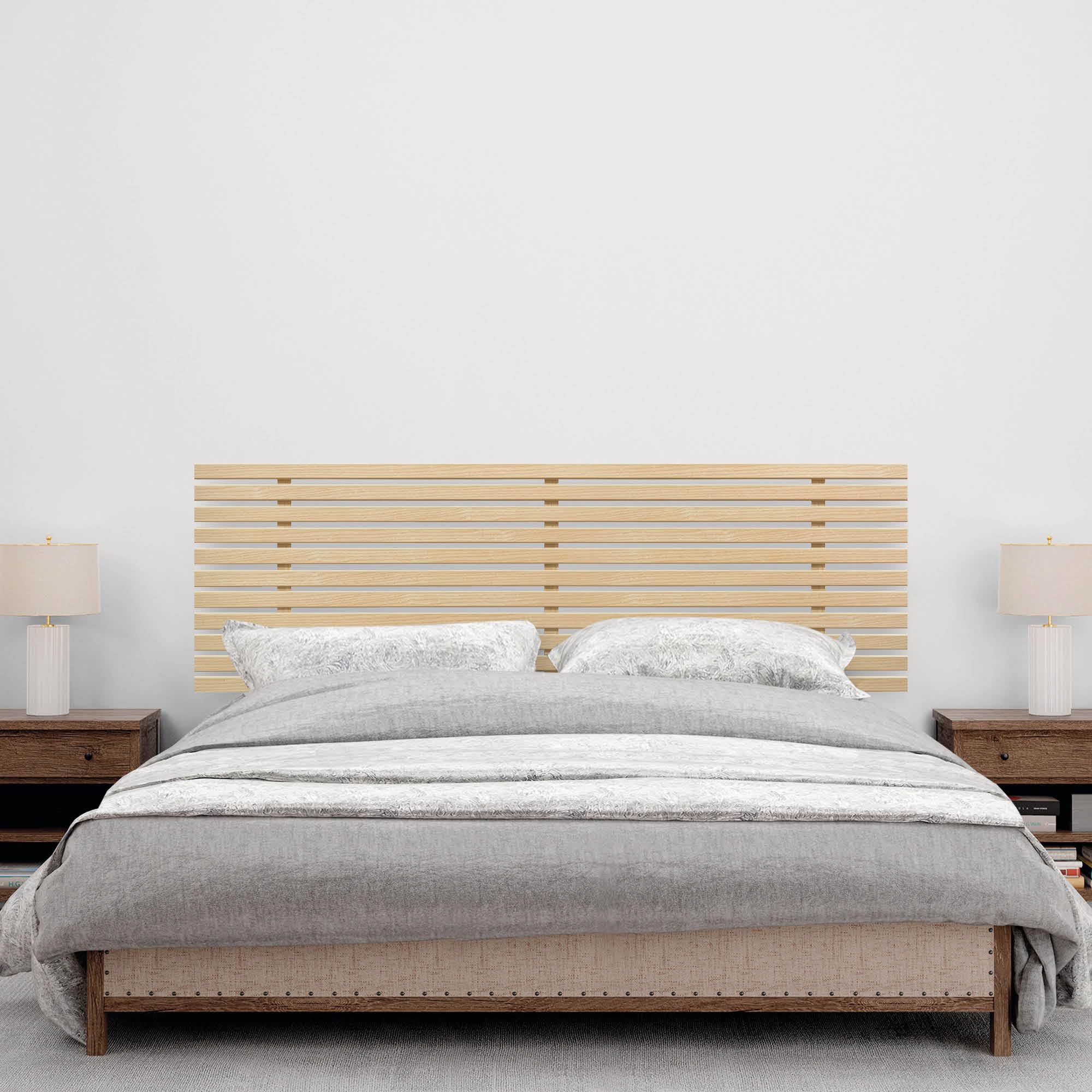 DHOME Cabecero de Madera reciclada DM con Patas Estilo Japonés Cama Palets Herrajes incluidos (160cm, Madera Natural)