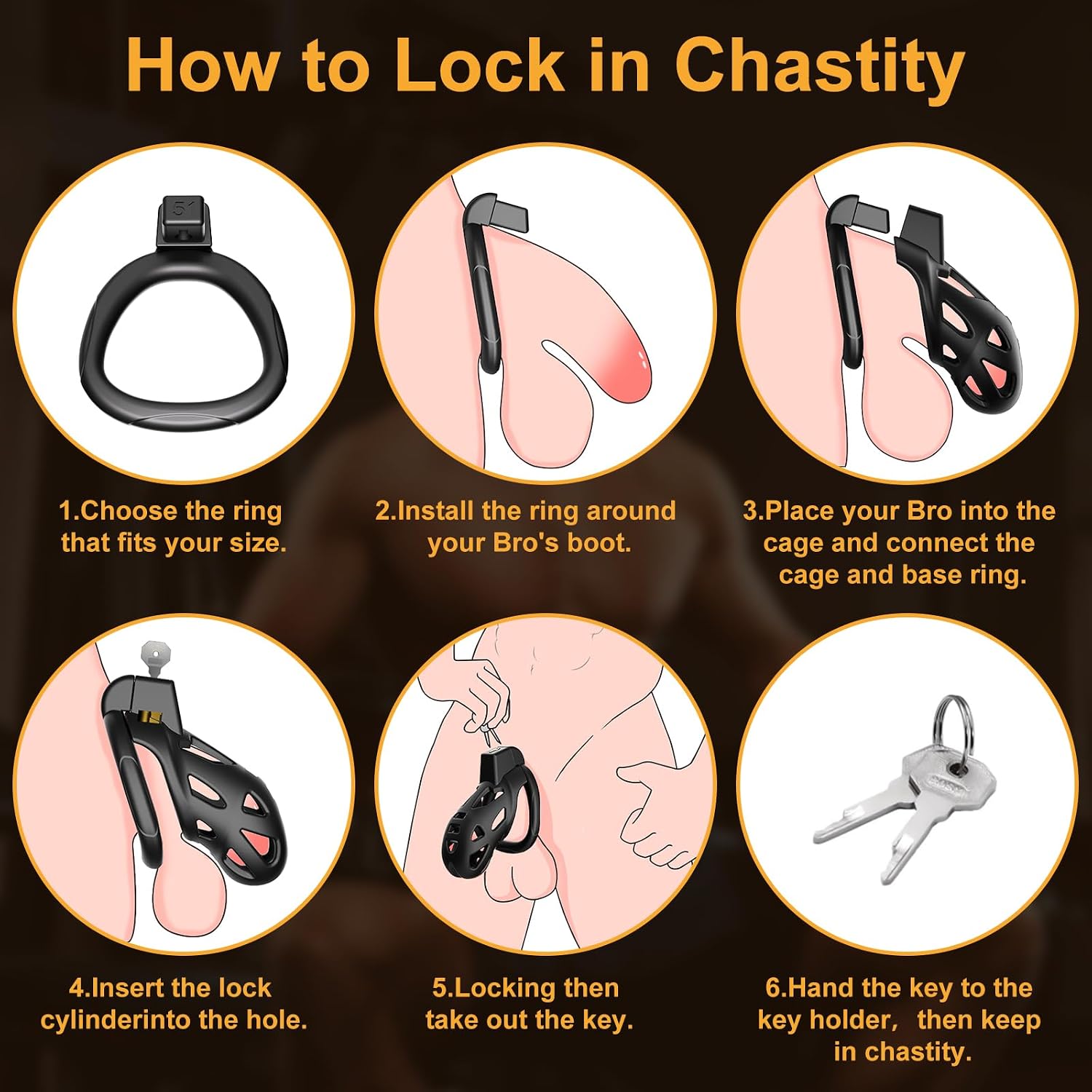 Male Chastity Devices Cock Cage - Large Chastity Cage Built-in Vertical Invisible Lock Chastity Device with 3 Size Base Rings&2 Keys Cock Cage for Penis Training and Abstinence BDSM Sex Toys for Men