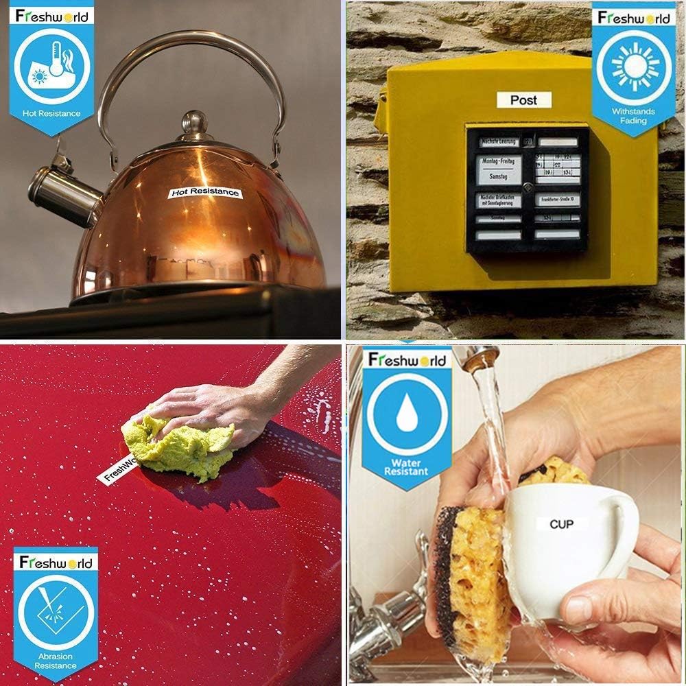 Freshworld 10-Pack 45013 Label Maker Tape Replace for DYMO D1 Label Tape S0720530,Black on White,Labeling Tape Ink Refill,1/2 Inch x 23 Ft,Compatible with Dymo LabelManager 160 210D 280 360D 260P 420P