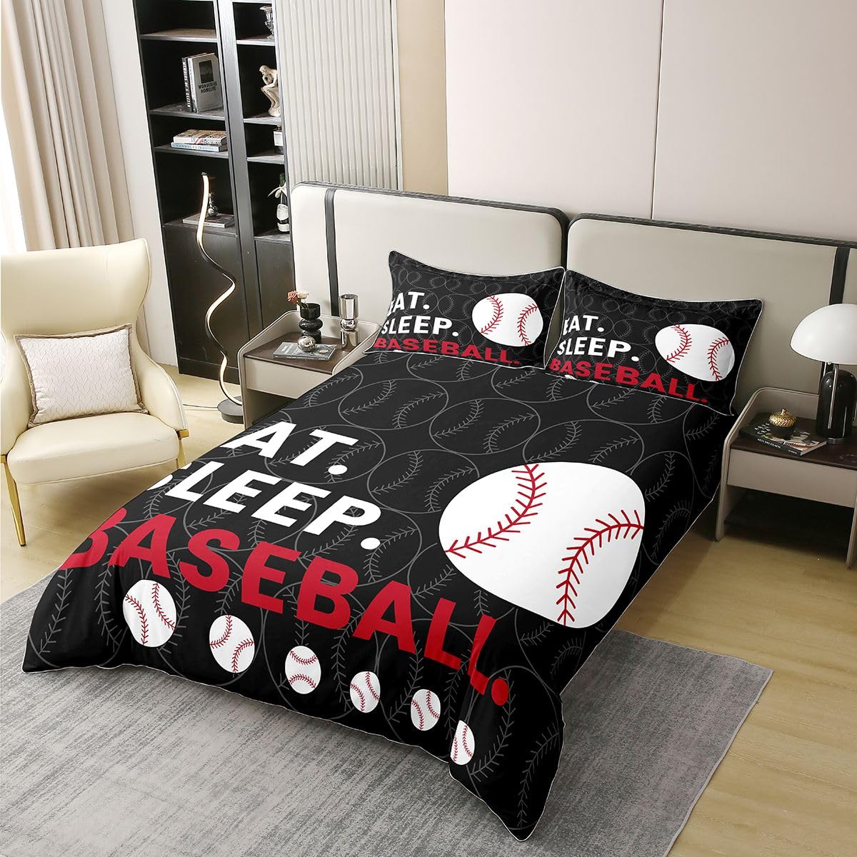 Homewish Dzieci Baseball Gry Softball Motyw Pościel Pojedyncza Czarna Szara Bawełniana Poszwa Na Kołdrę Zestaw Sport Gry Wzór Kołdra Poszwa Mężczyźni Nastolatki Ciepłe Miękkie Zestawy Pościeli
