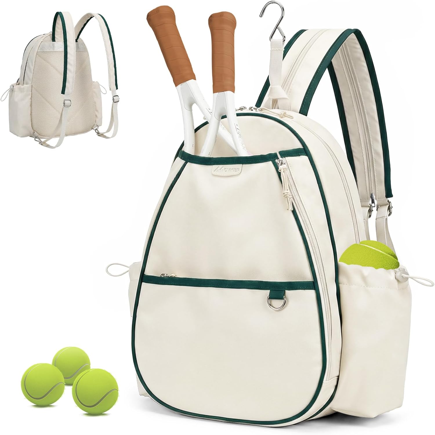 Tennis Bag for Women & Men Sling Crossbody Backpack 2-Racket Waterproof Pocket & Fence Hook Racket Bags Suitable for Pickleball Tennis Badminton