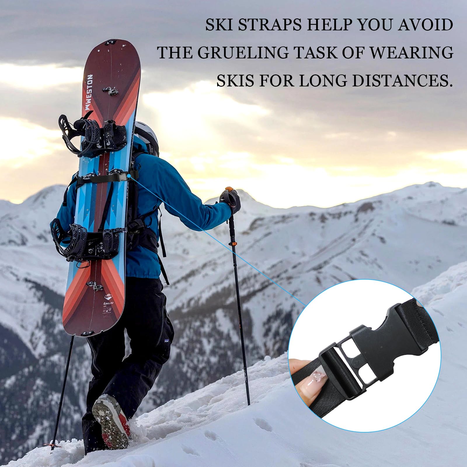 Sangle de Ski Réglable, Porte-Ski, Bandoulière, Accessoires Ski