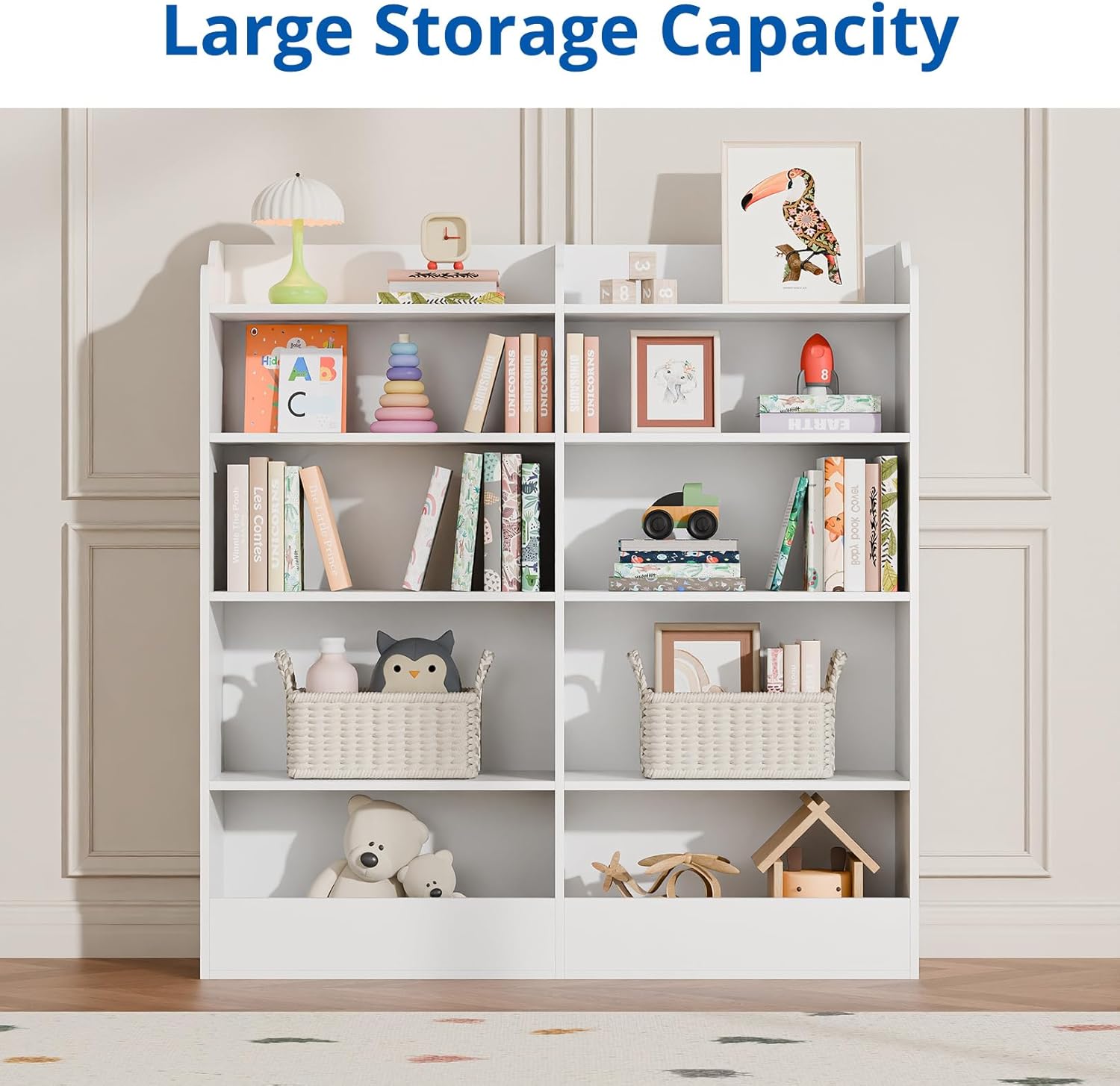 Cozy Castle Toy Storage Organizer, 5 Tier Kids Bookshelf, 10 Cube Toddler Bookcase Storage Cabinet for Playroom, Kids Room, Living Room, Nursery, Cubby, Kindergarten (White)