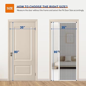 MAGZO Retractable Screen Door Fit Doors 35 x 80, Upgraded Magnetic Removable Aluminum Frame with Invisible Mesh, No-Drill Reversible Install, Fits Balcony/Patio/Sliding Doors, Critter Block