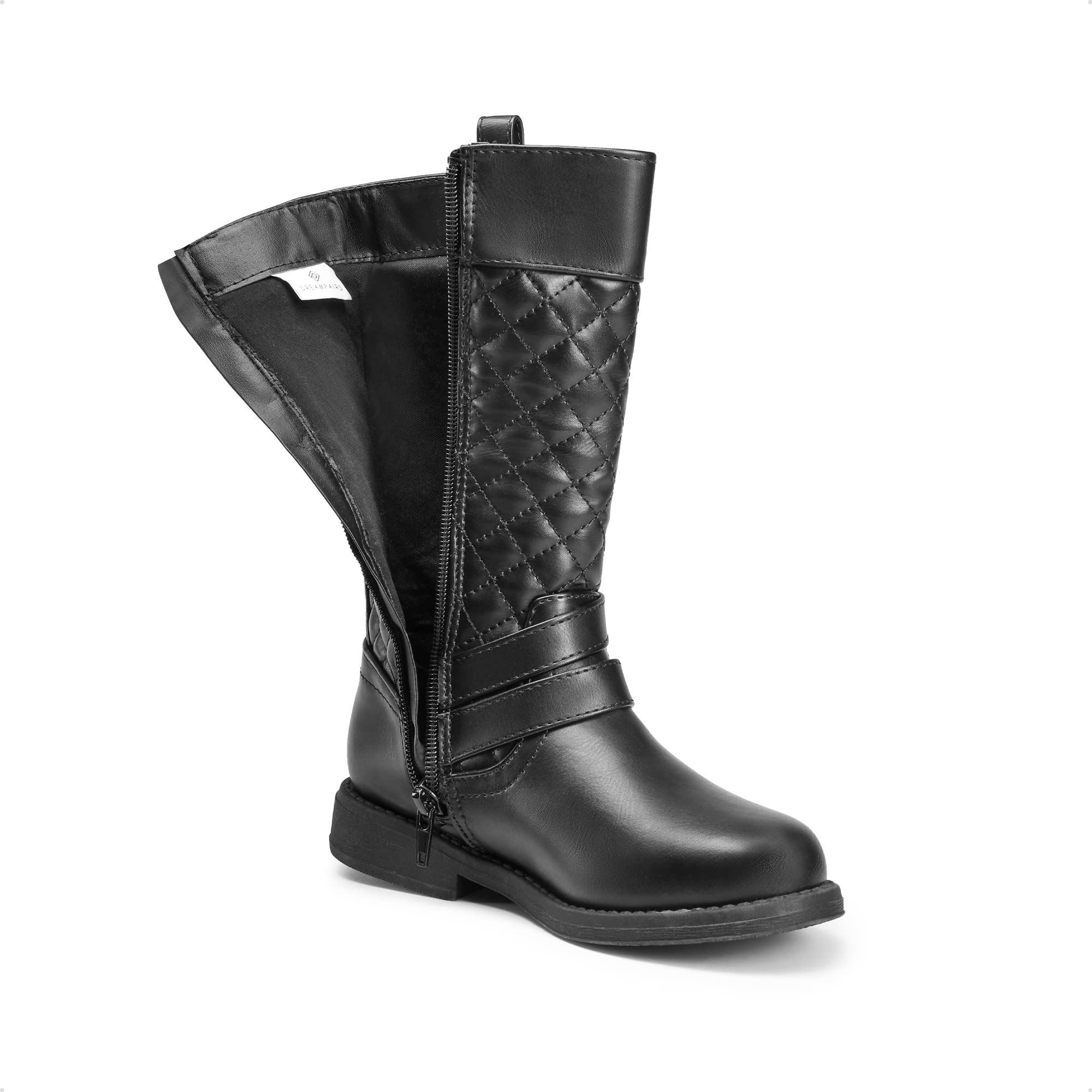 DREAM PAIRS Botas de equitación unisex para niñas y niñas, color negro, hasta la rodilla, para otoño e invierno