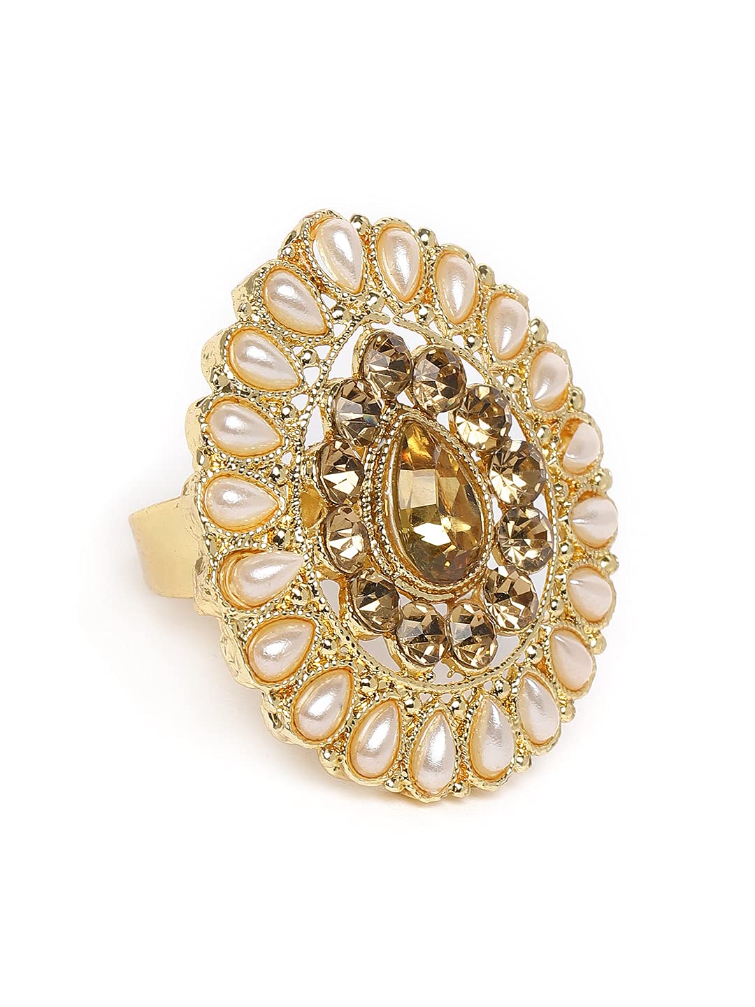 Traditional Contemporary Finger Rings for Women & Girls | Wedding Ring | Big Ring | Gold Plated Ring-image-41