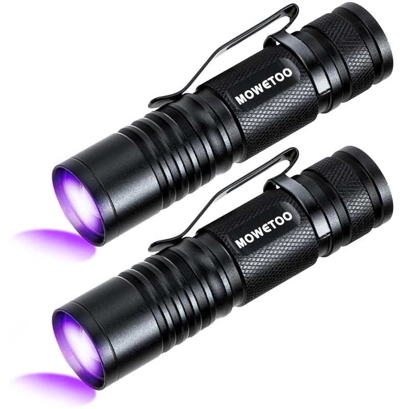 Lanterna UV para Detectar Urina de Gatos 395 nm com Zoom e USB-C MOWETOO, Pacote com 2