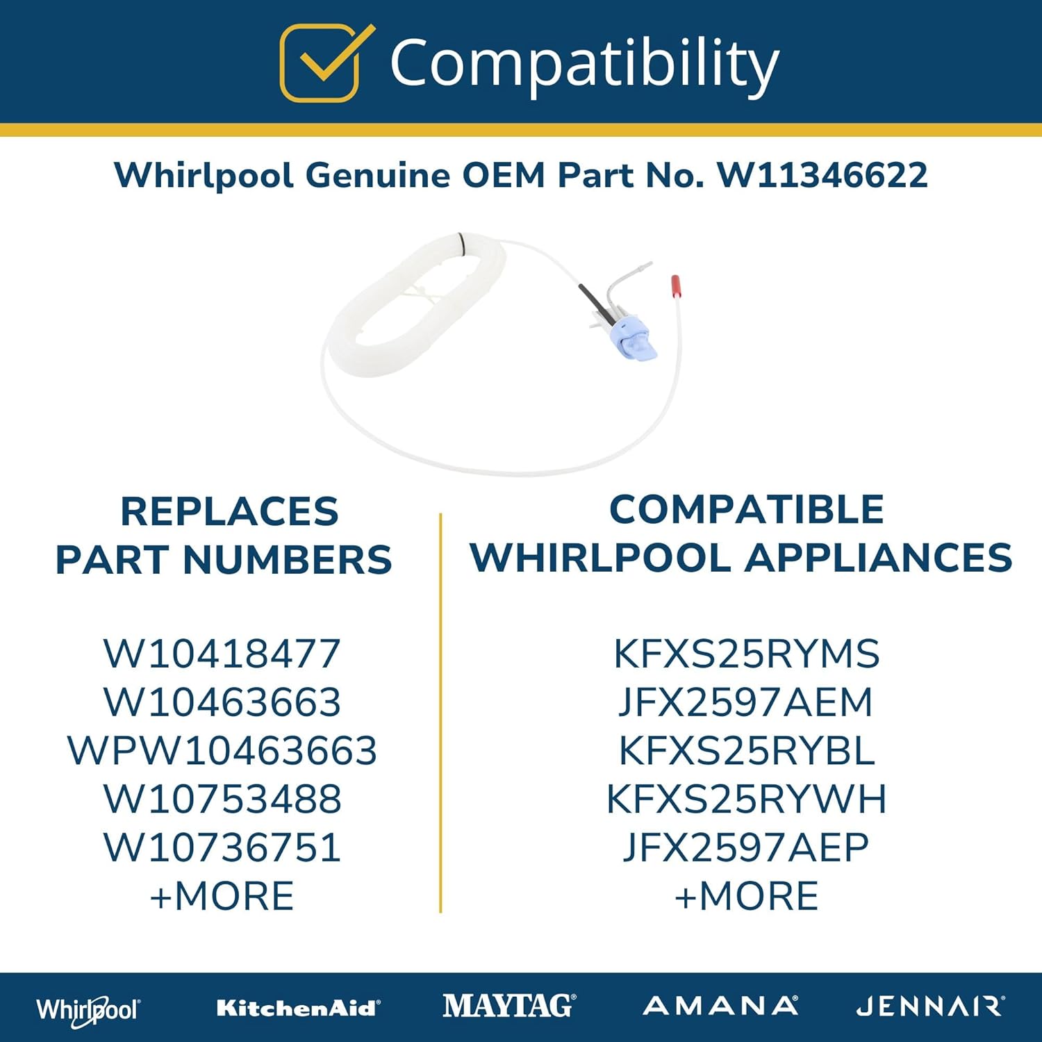 Whirlpool W11346622 OEM Refrigerator Water Tank Assembly Replacement Part
