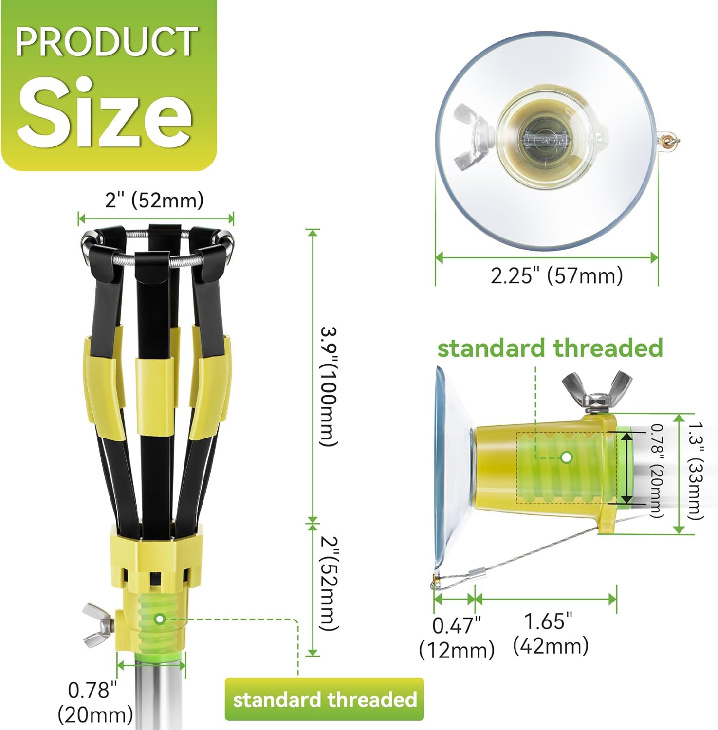Dreyoo 2 Piece Set Light Bulb Changer, Standard Incandescent Bulb Changer and Suction Cup Light Bulb Changer Compatible with DocaPole and Other Standard Threaded Extension Pole (Pole Not Included)