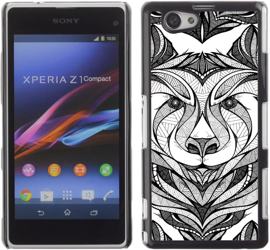 CaseLord Plastic Hard Case Cover for Sony Xperia Z1 Compact / Wolf Tattoo Illustration /