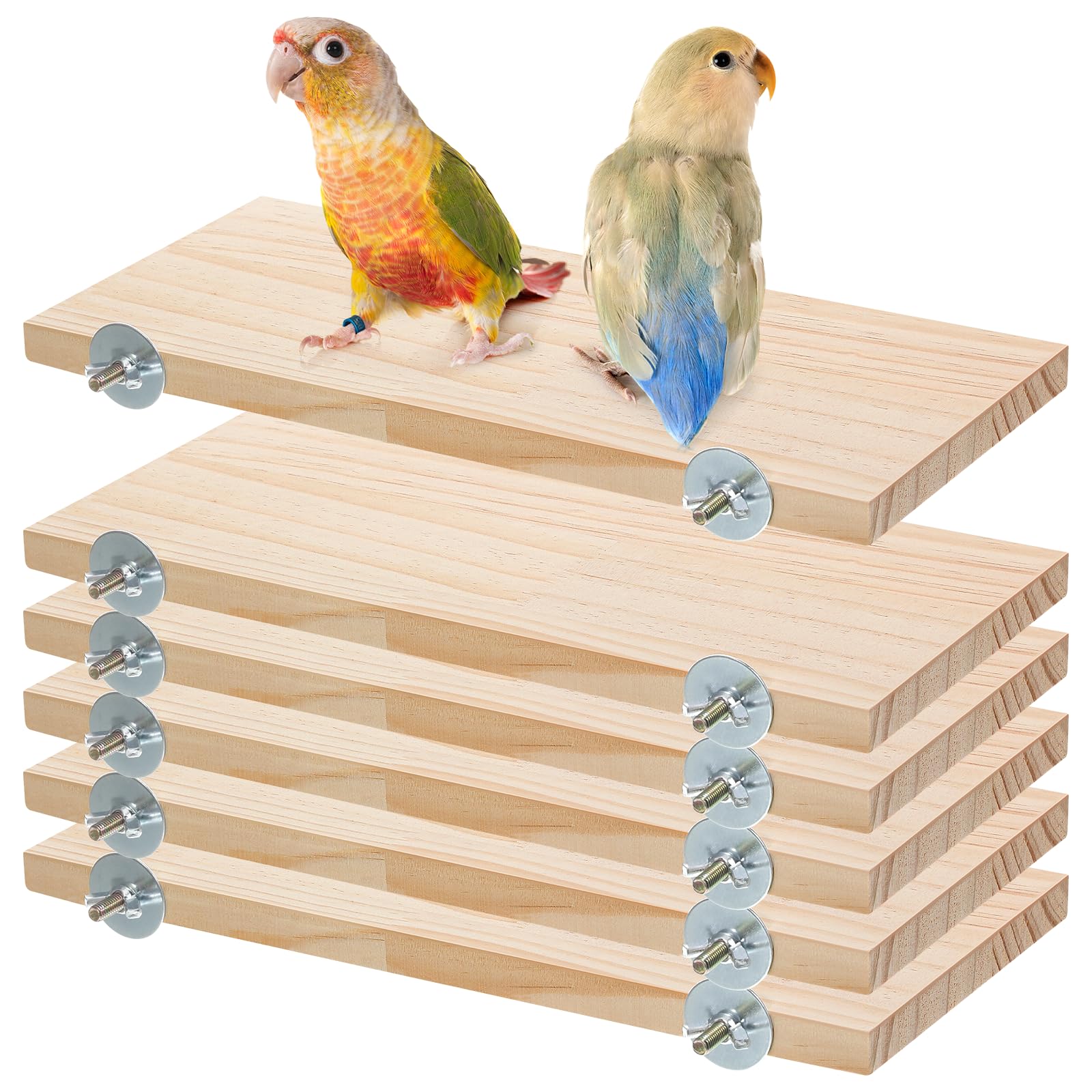 Lot de 6 supports rectangulaires en bois pour perchoir pour perroquet, perruche, calopsitte, hamster, chinchilla, gerbille