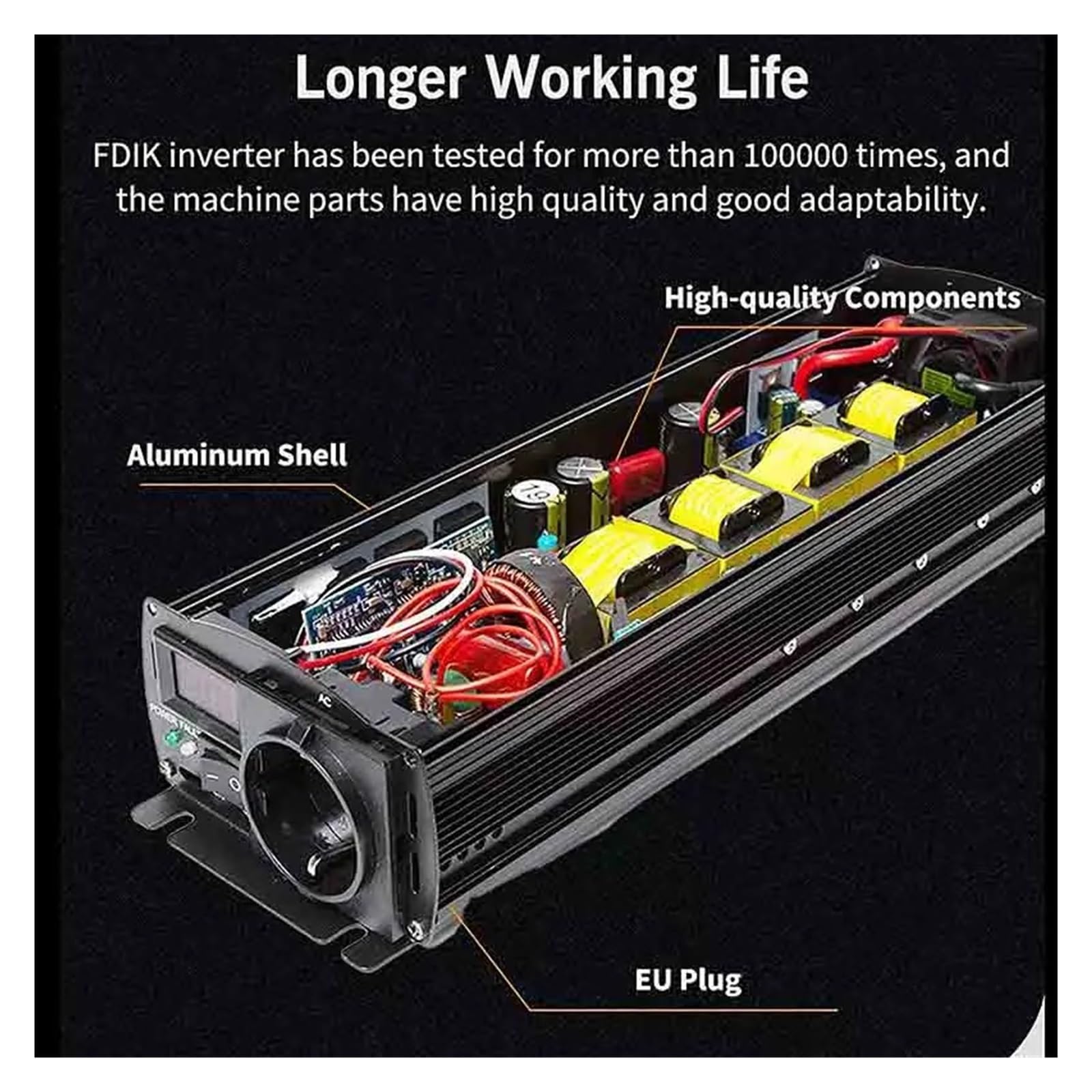 Inversores Solares para Coche 12 V 220 V para 110 V Onda Sinusoidal Pura CC 12 V 24 V 1000 W con Pantalla Digital Única Transformador(60V,110V(60Hz),Universal)