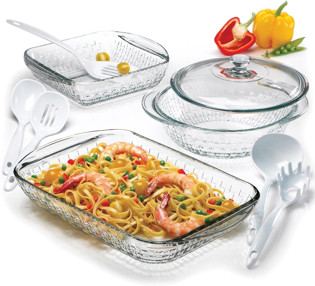 Anchor Hocking 4 Piece Basketweave Design Ovenware Set
