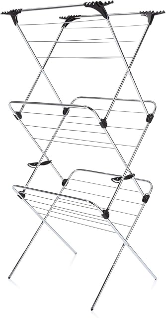 Minky 3 Tier Plus Indoor Airer with 21 m Drying Space, Metal, Chrome