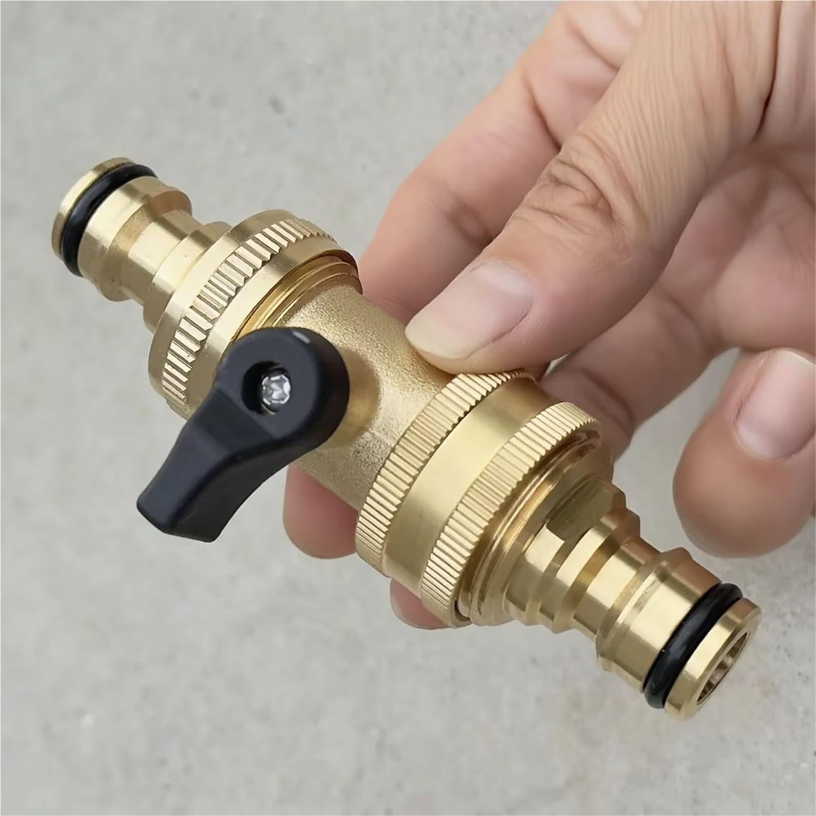 Válvula de bola de latón de 3/4 pulgadas, conector rápido, flujo bidireccional para lavado de coches y mangueras de jardín, a prueba de fugas con juntas de goma (B)