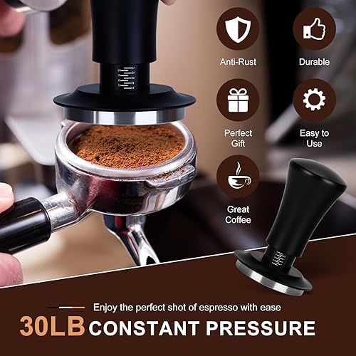 Miniatura 4 de BCIBhucy Manipulación de café expreso de 2.297 in, acero inoxidable, presión constante, expreso, con resorte calibrado, regalos para los amantes del