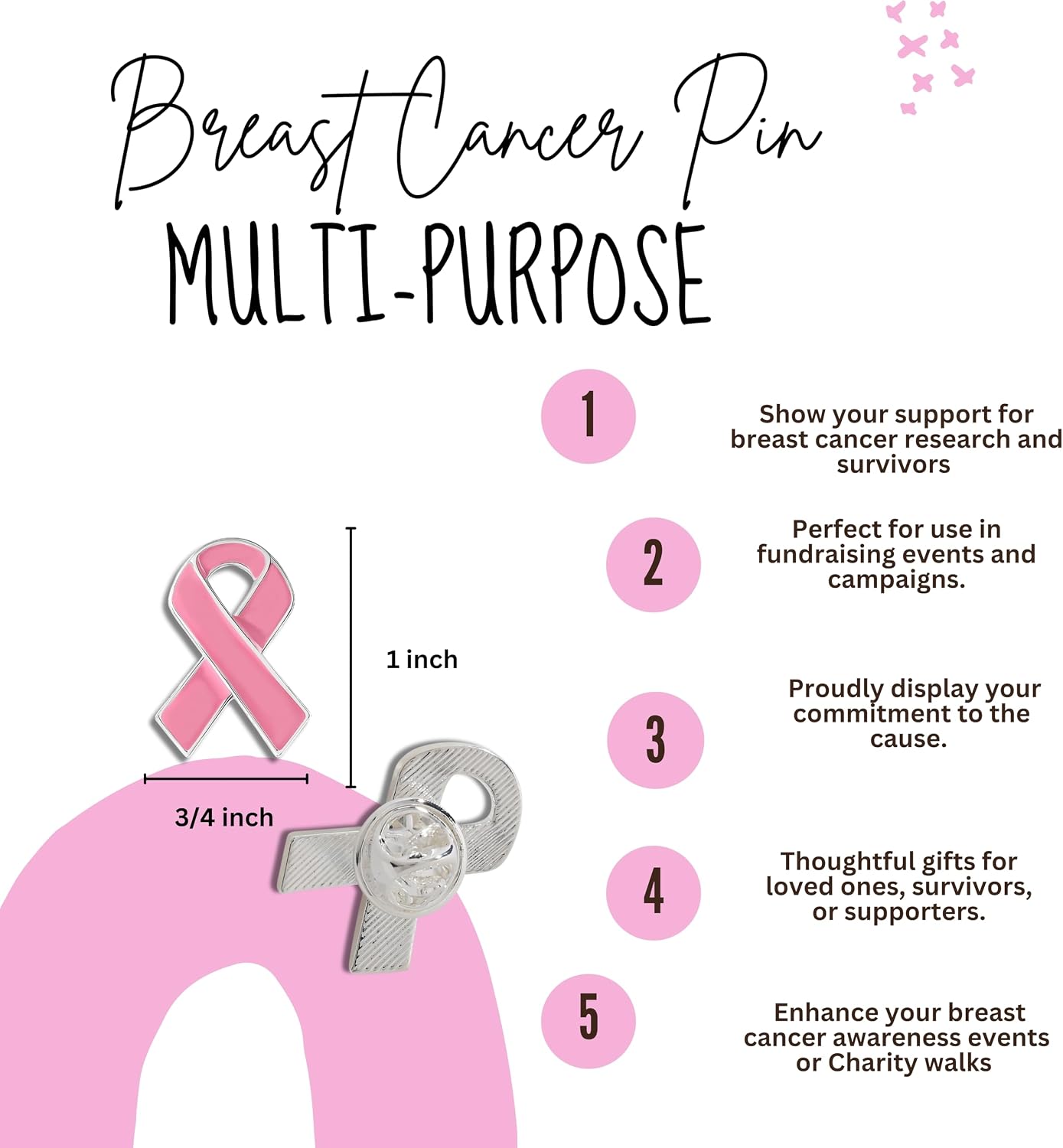 Llxieym Pink Ribbon Pins Breast Cancer Awareness Brooch Lapel Pin Buttons For Charity Recognition, Public Event, Fundraiser, Survivor Campaign (20