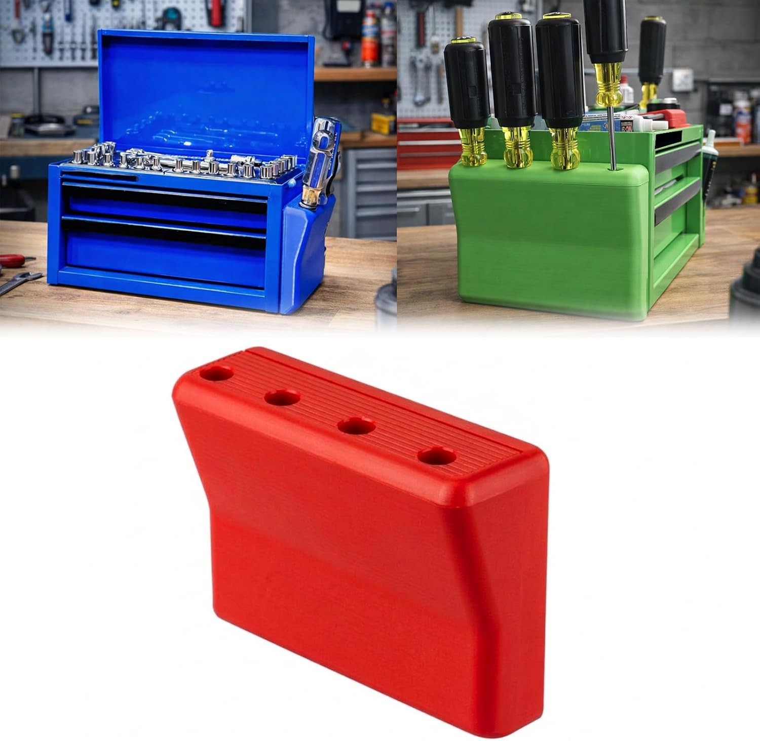 Screwdriver Side Mount Magnetic Dock Compatible with US General Mini Toolbox – Tool Rack Organizer for Garage & Workshop (Red)