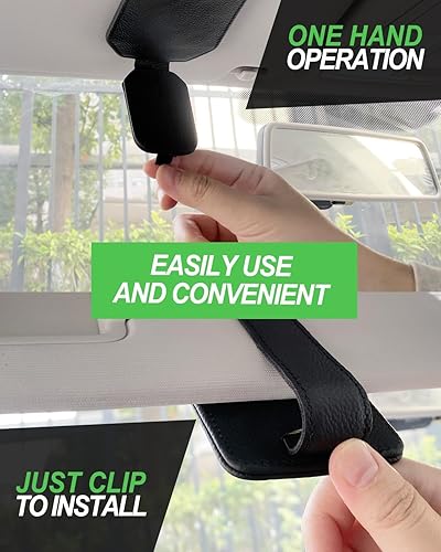 Miniatura 4 de Teoenix Soporte magnético para lentes de sol para automóvil, soporte magnético de cuero para gafas de sol para automóvil, clip para visera solar de