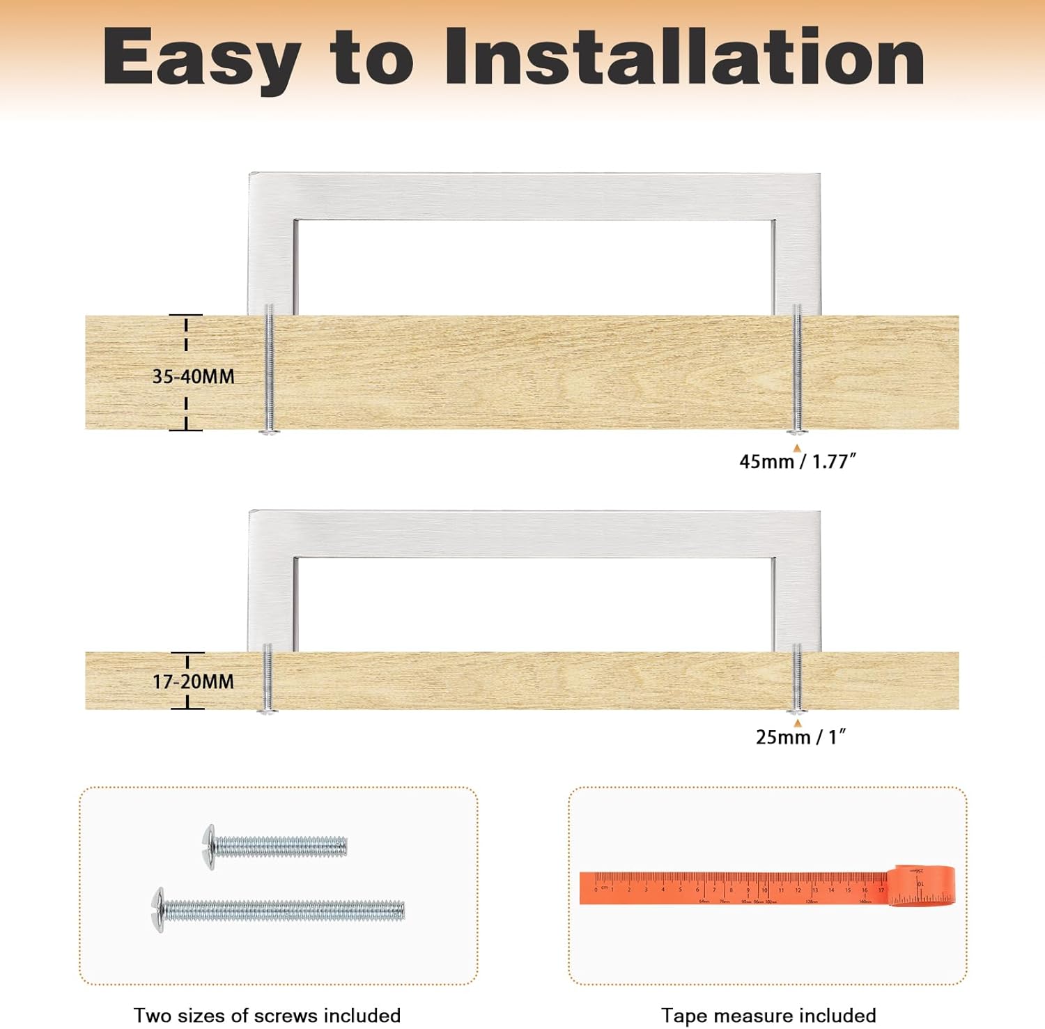 Probrico 50 Pack Satin Nickel Stainless Steel Square Bar Kitchen Cupboard Handles 5 Inch Hole Centers Cabinet Drawer Dresser Bedroom Bathroom Pulls (5.5 Inch Total Length) - Image 5