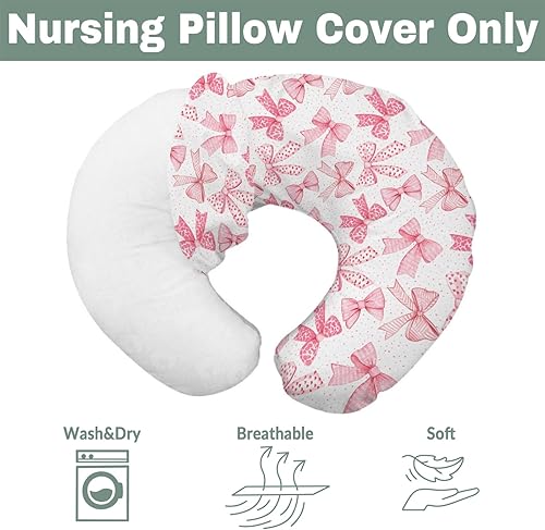 Miniatura 7 de Pink Bows - Fundas de almohada de lactancia para niña, lazos para el pelo rosa, rayas de leopardo, fundas de lactancia para almohadas de lactancia