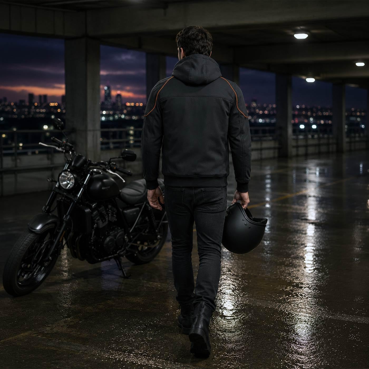 Milwaukee Leather MPM1764 Men's Black Soft Shell CE Armored Motorcycle Racing Style Hoodie Jacket w/Detachable Hood