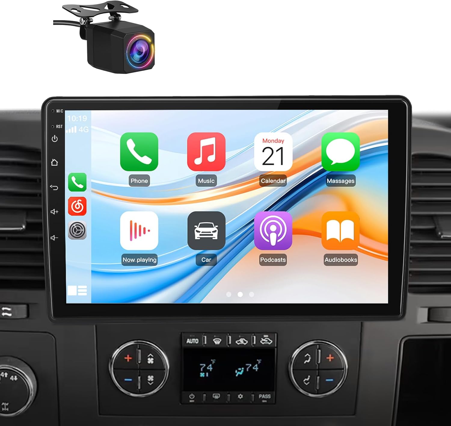 Car Radio Stereo 10 inch Touch Screen for Chevy Silverado 2007-2013 Tahoe GMC Sierra Yukon with Wireless CarPlay Android Auto