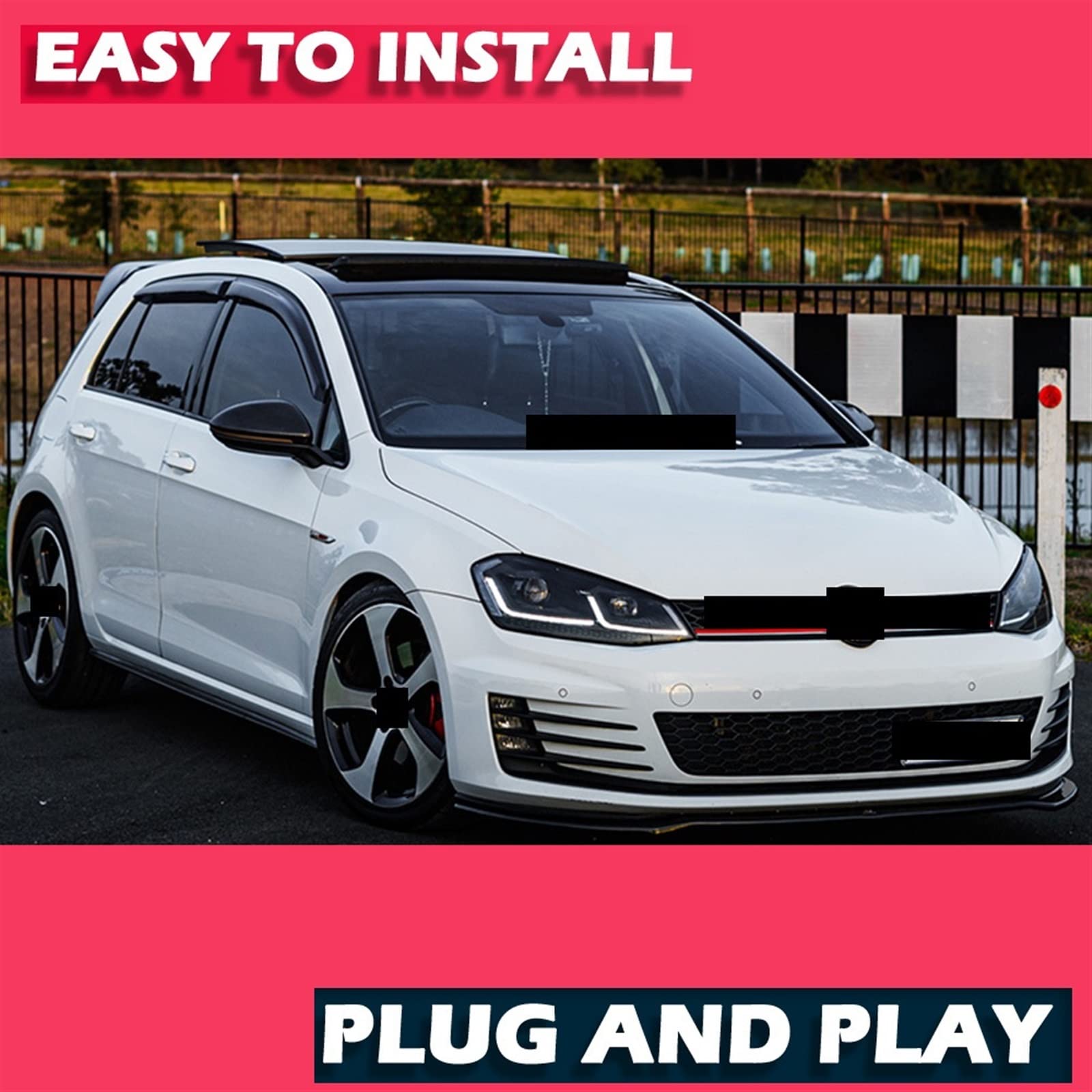 Zespół lampy przedniej reflektor DRL kompatybilny z Golf 7 2013-2017 MK7 Upgrade 7.5 Design dynamiczny włączony kierunkowskaz lampa z soczewką dwuogniskową(Bule LED,For Left Hand Drive)