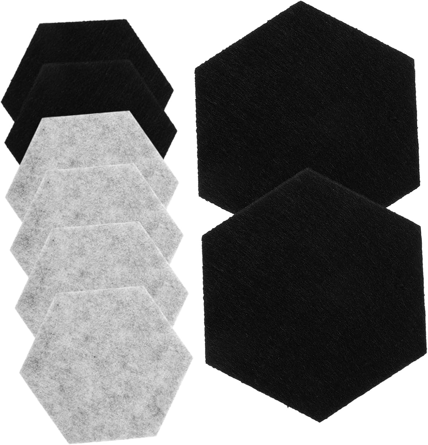 Gadpiparty 8sets Hexagon Felt and Insulated Placemats Absorbent Cup Pads for Home Kitchen and Dining Table Non- Stylish Grey and Design
