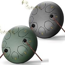 2 Pcs Rain Drum for Outside Garden, 6 Inches 8 Notes Steel Tongue Chakra, Waterproof Chime Meditation, Musical Instruments for Adult Gift With Bag, Music Book, Mallets
