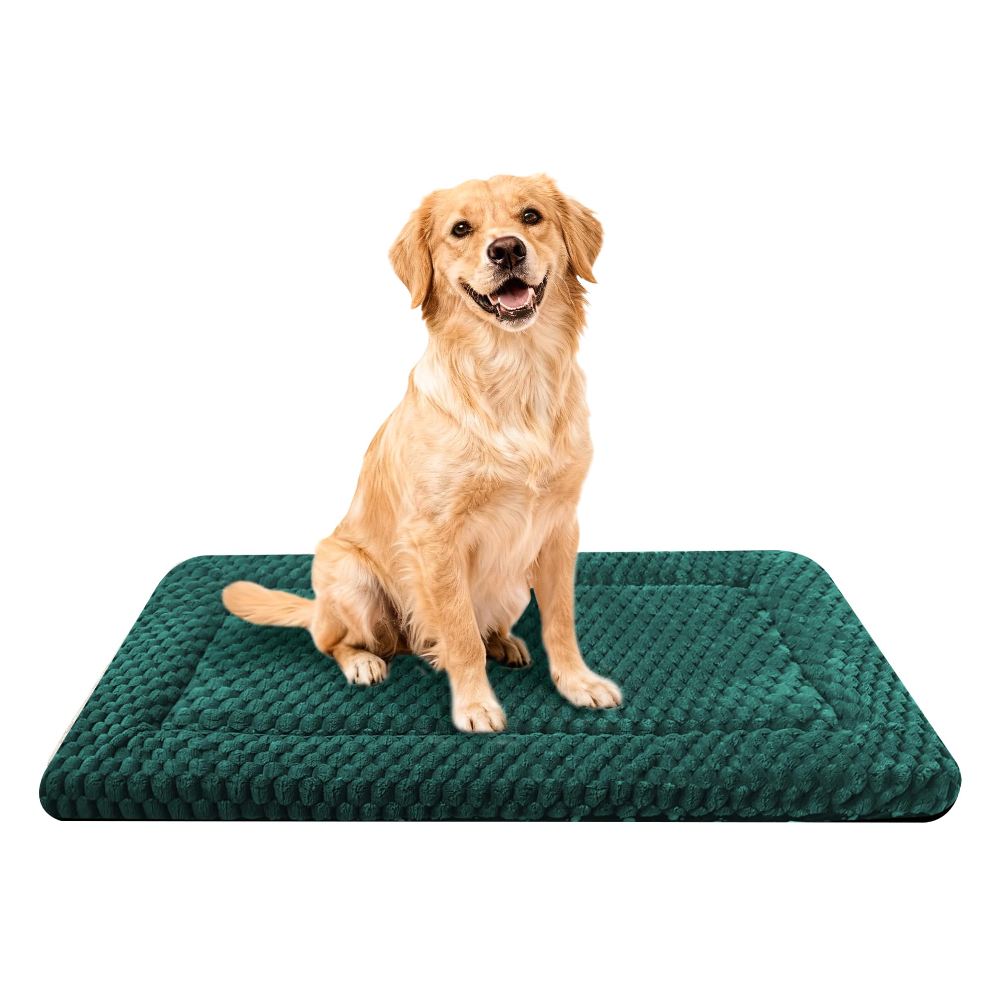 Dog Bed Mat,Reversible & Ultra Soft Kennel Pad-Machine Washable Pet Bed for Dogs & Cats-All-Weather Crate Liner for Crates,Carriers & Travel (Dark Green, 30" L x 20" W x 1.5" Th)