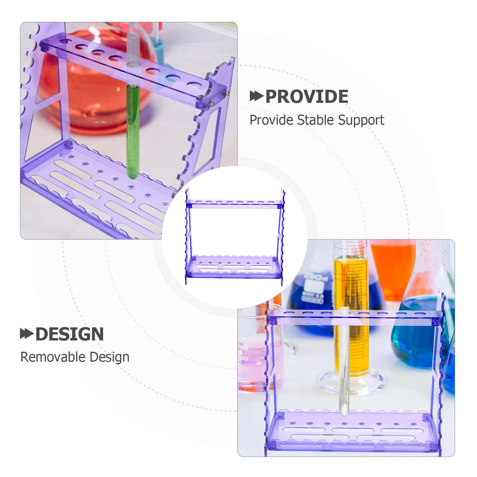 Support de Pipette en Ps Pourpre Détachable, Support T Incliné | Nettoyage Facile, Rack de Stockage pour Laboratoire, Accessoire pour Expérience, Usage Multi-pipettes