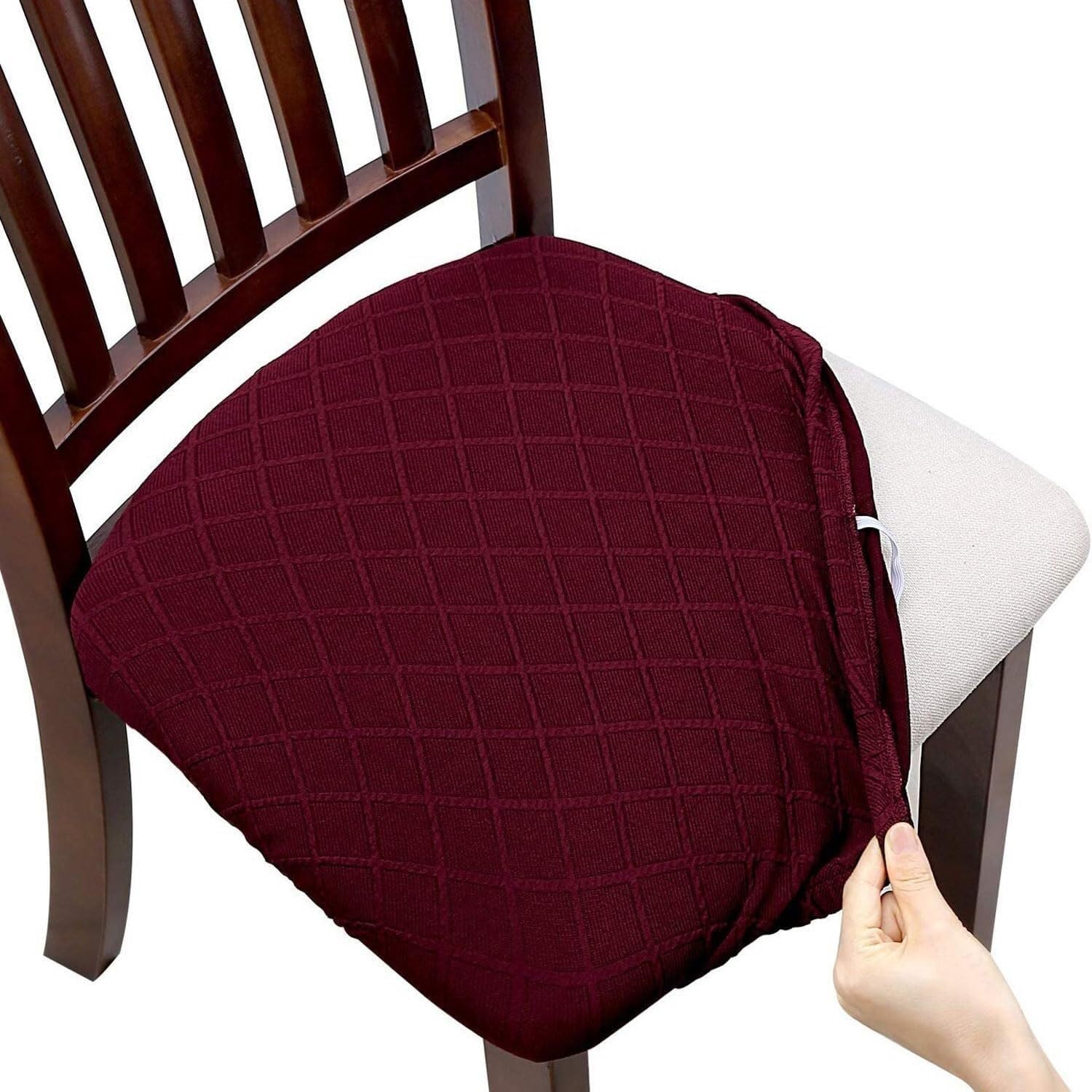 PBTMCD Waterproof Stretch Dining Chair Covers, Anti-Cat Scratch Elastic Slipcovers, For Home, Restaurant, Party(Red,6pc)