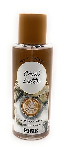 Victoria's Secret Pink Chai Latte - Espray corporal perfumado Chai Spices x Brown Sugar 8.4 onzas con aceites esenciales