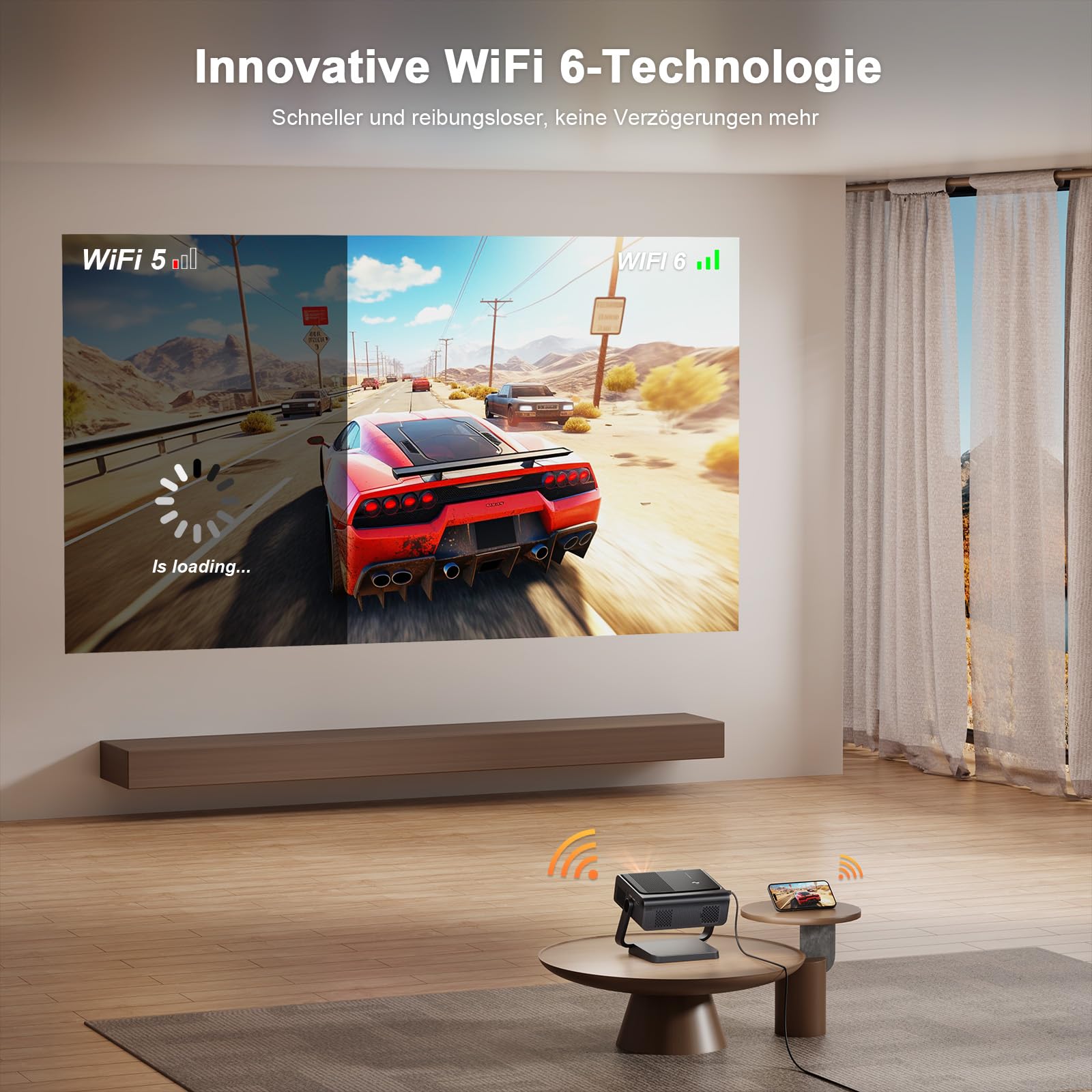 VOPLLS Smart Beamer 4K 40000 Lumen Full HD 1080P WiFi6 Bluetooth Projektor Heimkino Outdoor für PS5